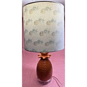 Pineapple Table Lamp 19" Orange Ceramic Tropical Coastal Shade